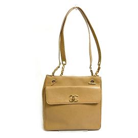 Borsa a spalla in pelle beige Chanel