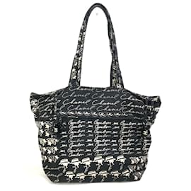 Borsa tote in tessuto nero Chanel