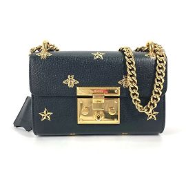 Borsa a spalla in pelle nera Gucci 432182