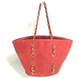 Borsa a spalla in pelle rossa vintage Chanel