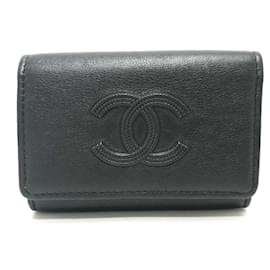 Schlüsselanhänger aus schwarzem Leder von Chanel