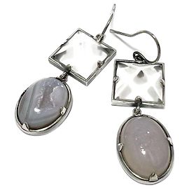 Orecchini a cerchio in argento 925 per donne Bottega Veneta con calcedonio