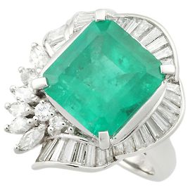 Autre Marque Anillo de esmeralda Pt900 5.917ct Diamante 1.57ct Tamaño 11