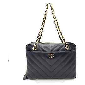 Borsa a spalla Chanel in pelle di agnello V-Stitch con catena