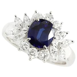 Autre Marque Platin-Saphir-Ring PT900 2,44 ct mit Diamanten