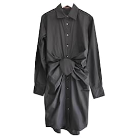 Schwarzes Baumwoll-Popeline-Hemd Kleid mit Bindegürtel Altuzarra Chloris