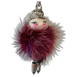 Prada Charm per borsa Millie Rosso Scuro Pelliccia