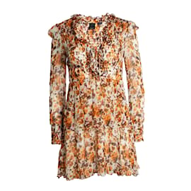 Pinko Rüschendress orange mehrfarbig Viskose