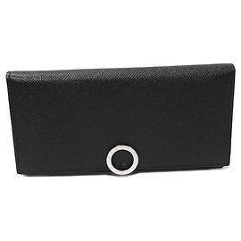 Autre Marque Billetera larga Bulgari Bulgari de piel de ternera granulada negra