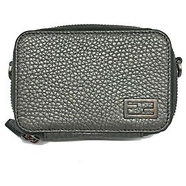 Borsa a tracolla mini in pelle Fendi grigio metallico