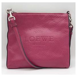 Borsa a spalla in pelle Heritage Loewe Anagram rosa