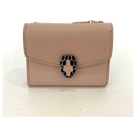 Autre Marque Billetera Mini Serpenti Forever de Cuero Rosa Bvlgari