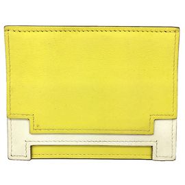 Hermès Funda para tarjetas Hermes Multipris en Amarillo Limón y Blanco