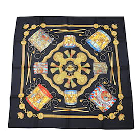 Sciarpa Hermès Carré 90 in nero e oro