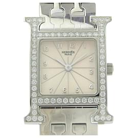 Montre H Hermes avec lunette en diamant - Hermès
