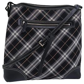 Borsa a spalla Burberry Nova Check Blue Label in nylon nero Auth 80167