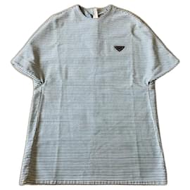 Prada Blau-Weiße Gestreifte Kleid