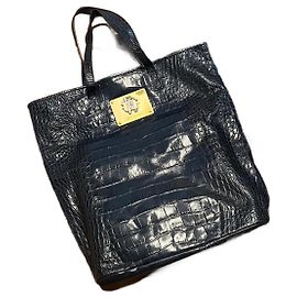 Borsa shopper Roberto Cavalli blu in pelliccia