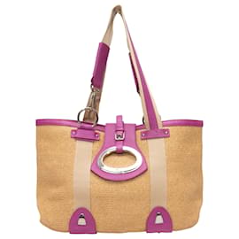 Borsa tote in paglia Dolce & Gabbana Beige & Magenta