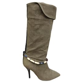Stivali Isabel Marant Khaki in Pelle e Tela