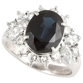 Antikes Design Platinring Pt850 mit Saphir von 3,67 ct - Autre Marque