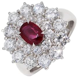 Autre Marque Ring aus Pt900 mit Rubin von 0,76 ct und Diamant von 2,05 ct, Größe 12