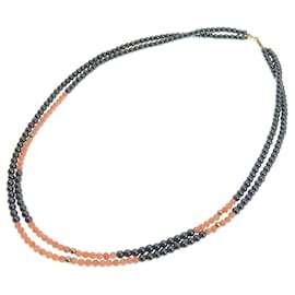 Collana a 2 fili in ematite corallo K18YG 40 cm - Autre Marque