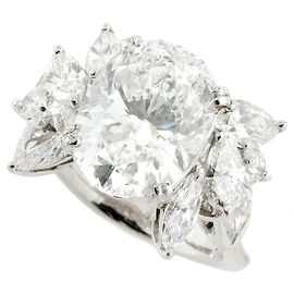 Autre Marque Echter Pt900-Diamantring 5,010 ct mit Melee-Diamanten 2,007 ct Größe 12,5