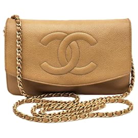 Borsa a catena in pelle caviar Chanel Double CC con pattina singola