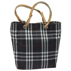 BURBERRY Nova Check Handtasche aus schwarzem Nylon Auth bs15673