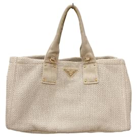 Beige Canvas Tote Bag von Prada