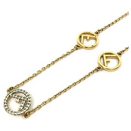 Collana Fendi FF F Blu e Oro con Strass
