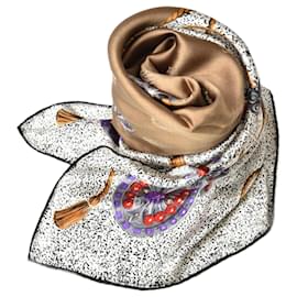 Braun-weißer Seidenschal von Christian Dior