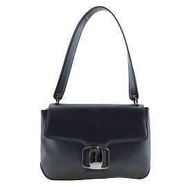 Borsa a spalla in pelle di vitello nera Salvatore Ferragamo