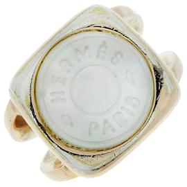 Ring Hermès Bague en Corozo Hermes Métal Argenté Vert ref.1627138