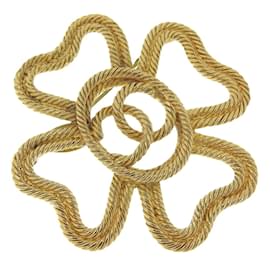 Spilla vintage placcata in oro Chanel Clover Cocomark