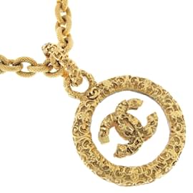 Collana da donna Chanel Coco Mark vintage placcata in oro x vetro