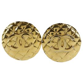 Orecchini vintage placcati in oro Chanel Cocomark Matelassé