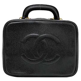 Bolsa de mão de pele de caviar Chanel, bolsa de vaidade