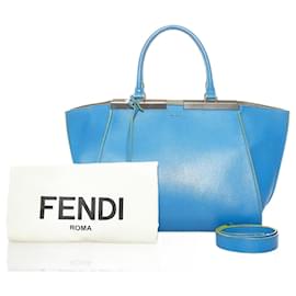 Borsa in pelle blu Fendi 3Jours