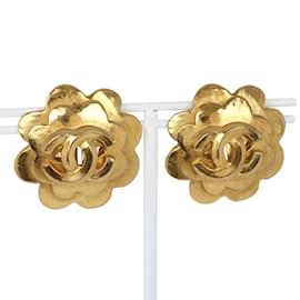 Orecchini a bottone a forma di fiore placcati in oro vintage Chanel