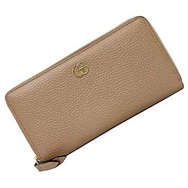 Cartera larga de cuero rosa beige Gucci