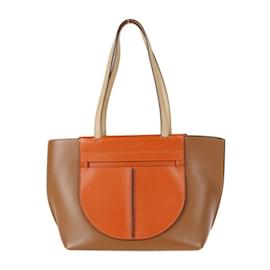 Borsa Tote Tasca Tod's in pelle beige marrone arancione