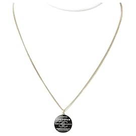 Collana Pendente in Strass Nero e Oro Chanel