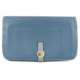 Hermès Hermes Dogon Kalb Blau Lange Brieftasche