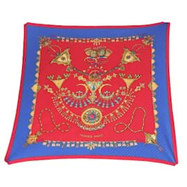 Faltender Schal von Hermès in Blau und Rot