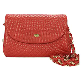 Borsa a spalla in pelle rossa Bally con catena