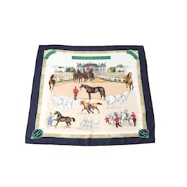 Hermès Sciarpa in seta blu navy Hermes Les Haras Nationaux