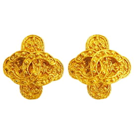 Orecchini a clip in oro vintage Chanel con fiore Coco