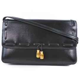 Hermès Borsa a spalla da donna in pelle nera con frange 2WAY di Hermes